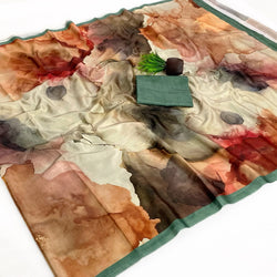 Panache Multicolor Digital Printed Satin Silk Saree With Comely Blouse Piece