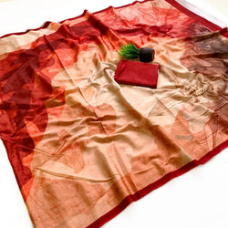 Luxuriant Multicolor Digital Printed Satin Silk Saree With Tantalizing Blouse Piece