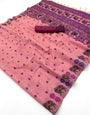 Exemplary Pink Pure Munga Cotton Silk Saree With Excellent Blouse Piece