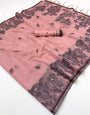 Lovely Pink Pure Munga Cotton Silk Saree With Surpassing Blouse Piece