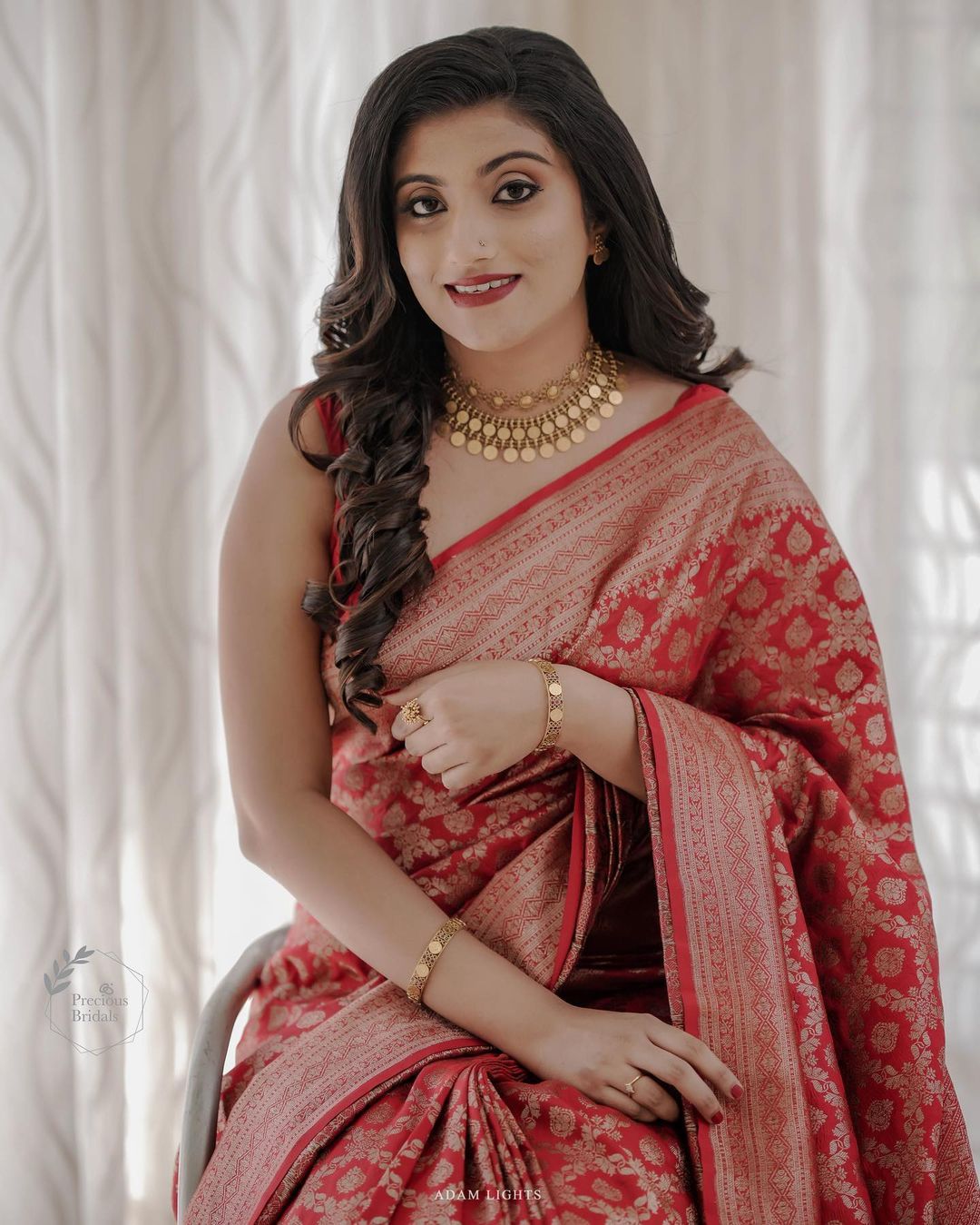 Lovely Red Soft Banarasi Silk Saree With Precious Blouse Piece