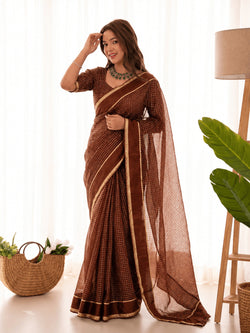 Transcendent Brown Banarasi Viscose Silk Saree With Outstanding Blouse Piece
