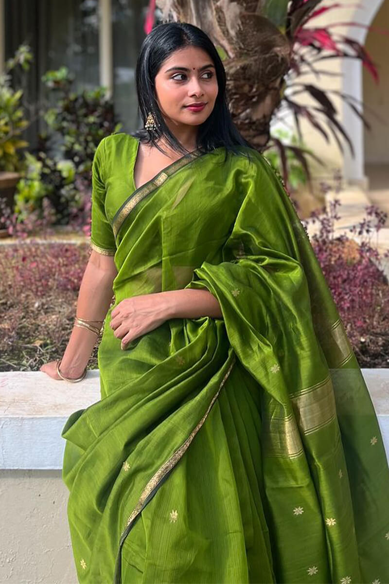 Eloquence Green Cotton Silk Saree With Lagniappe Blouse Piece