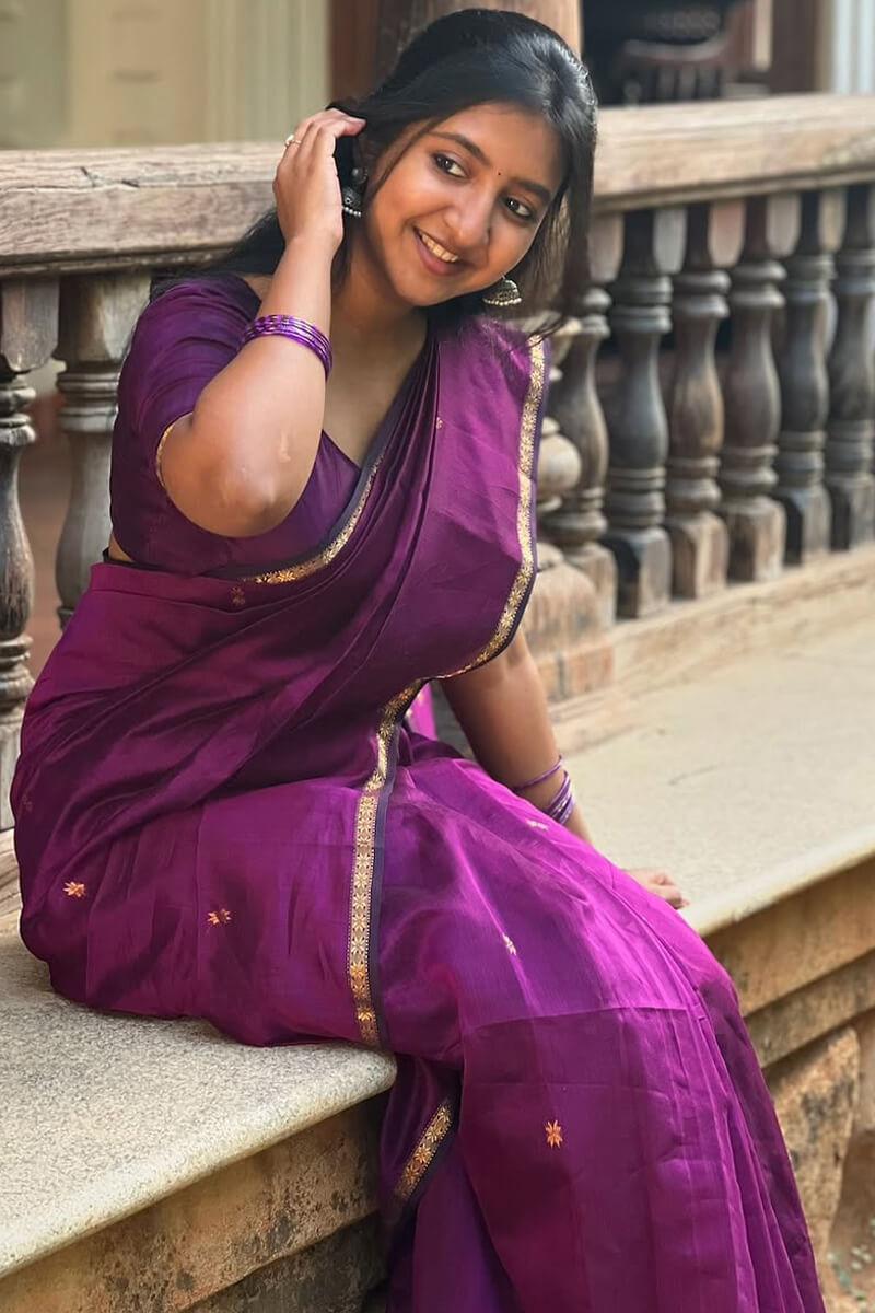 Serendipity Purple Cotton Silk Saree With Confounding Blouse Piece