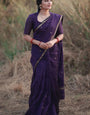 Sumptuous Purple Cotton Silk Saree With Lagniappe  Blouse Piece