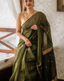 Nemesis Green Cotton Silk Saree With Susurrous Blouse Piece