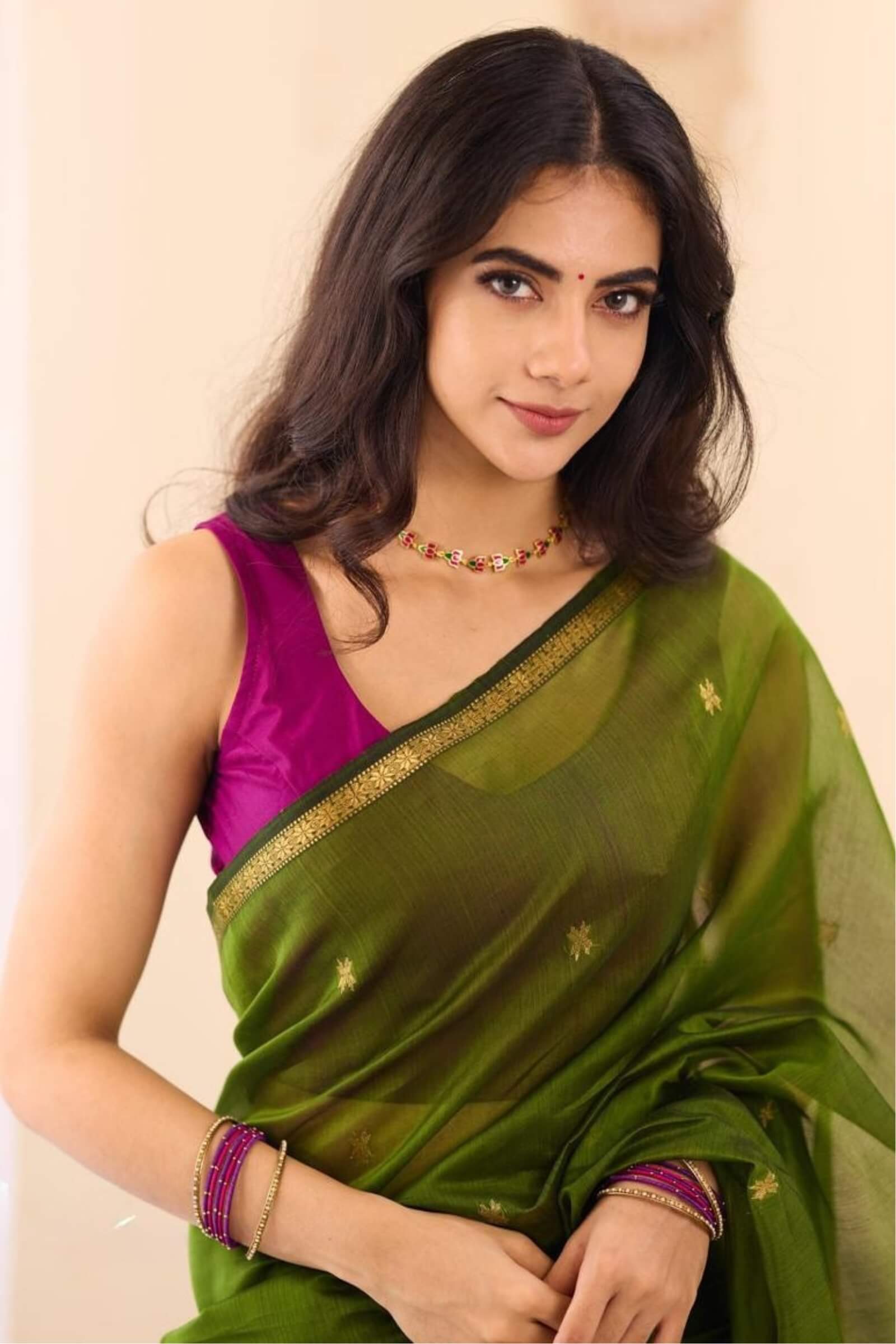 Blooming Green Cotton Silk Saree With Desirable Blouse Piece