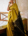 Stunning Mustard Cotton Silk Saree With Intricate Blouse Piece