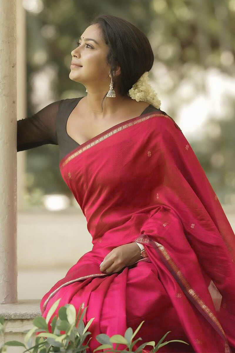 Unequalled Dark Pink Cotton Silk Saree With Snappy Blouse Piece