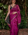 Energetic Dark Pink Cotton Silk Saree With Gratifying Blouse Piece