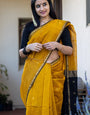 Rhapsody Mustard Cotton Silk Saree With Aplomb Blouse Piece
