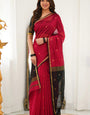 Sensational Red Cotton Silk Saree With Unique Blouse Piece