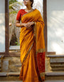 Trendy Yellow Cotton Silk Saree With Enchanting Blouse Piece