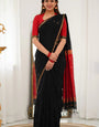 Fantabulous Black Cotton Silk Saree With Transcendent Blouse Piece