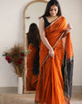 Phenomenal Orange Cotton Silk Saree With Refreshing Blouse Piece