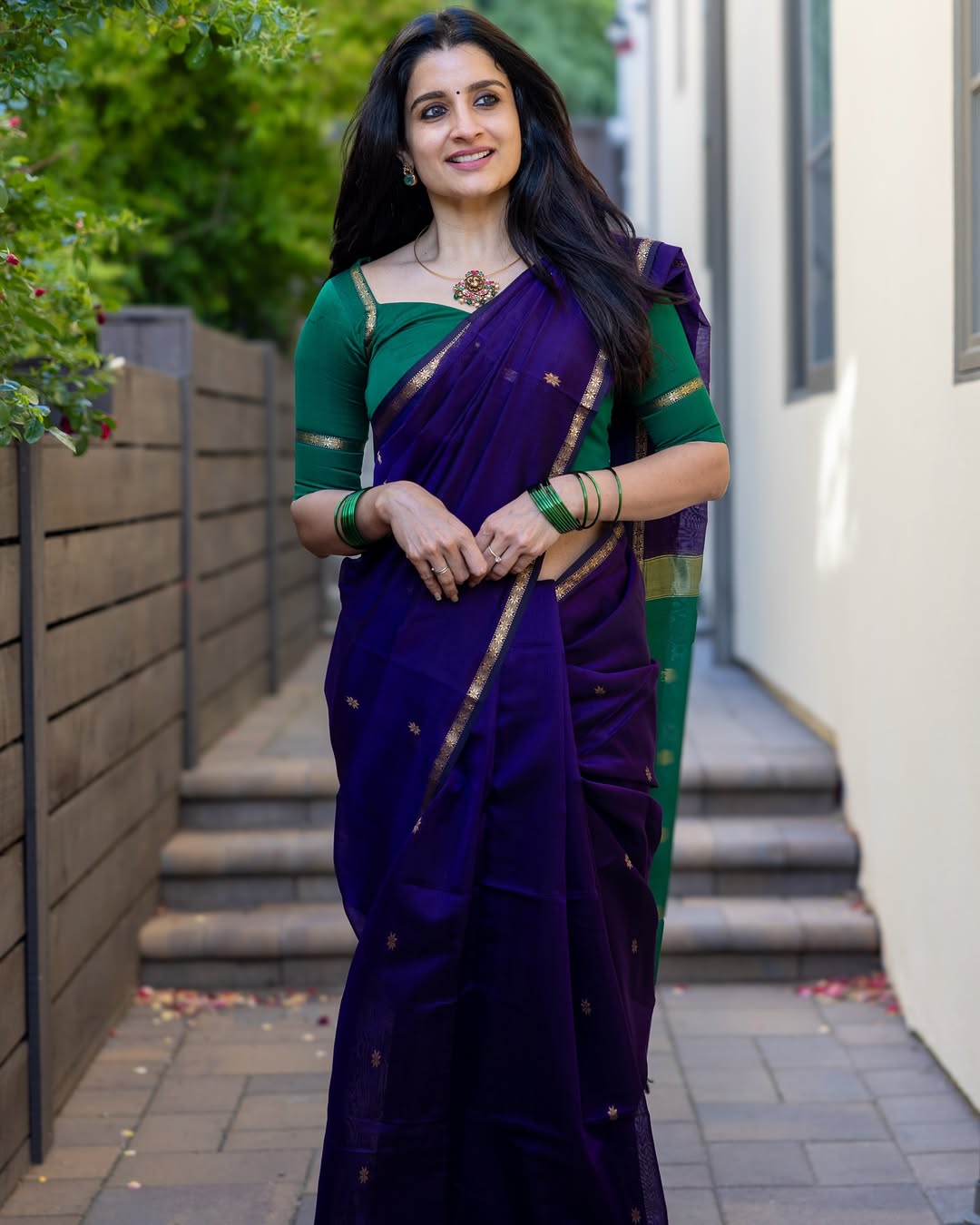 Supernal Purple Cotton Silk Saree With Quixotic Blouse Piece
