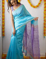 Winsome Sky Cotton Silk Saree With Unique Blouse Piece