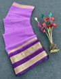 Delightful Lavender Organza Silk Saree With Resonant Blouse Piece