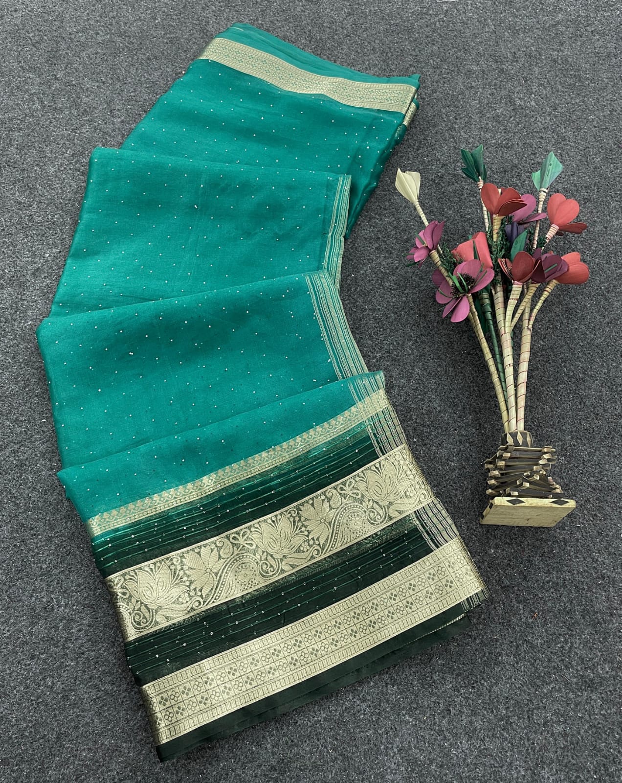 Impressive Sea Green Organza Silk Saree With Ravishing Blouse Piece