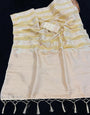 Verdant Beige Banarasi Tissue Silk Saree With Radiant Blouse Piece