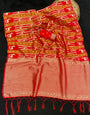 Bucolic Red Banarasi Tissue Silk Saree With Lagniappe Blouse Piece