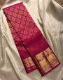 Ornate Dark Pink Soft Silk Saree With Exquisite Blouse Piece