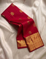 Imaginative Red Soft Silk Saree With Tremendous Blouse Piece