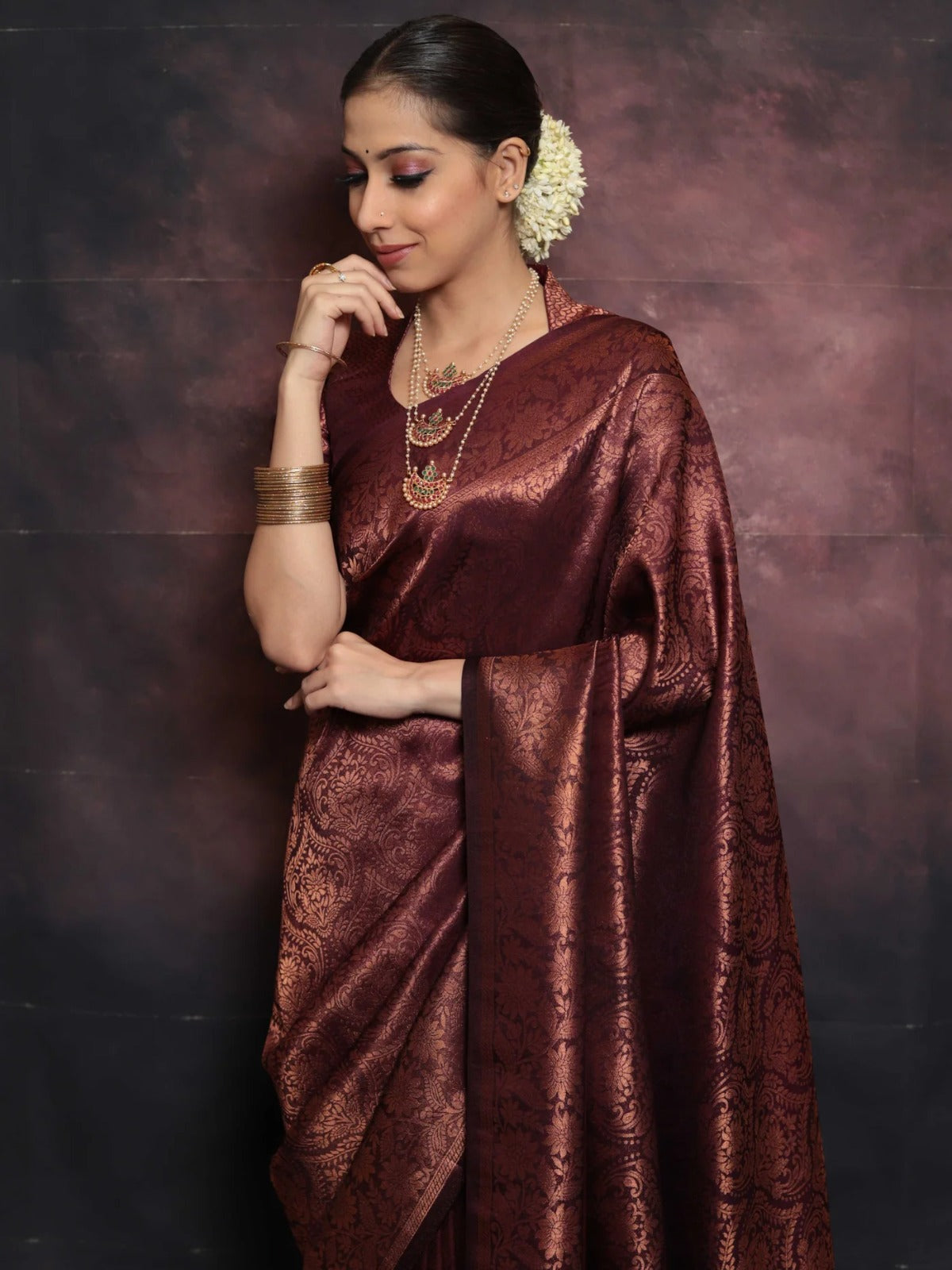 Surreptitious Maroon Soft Silk Saree With Palimpsest Blouse Piece