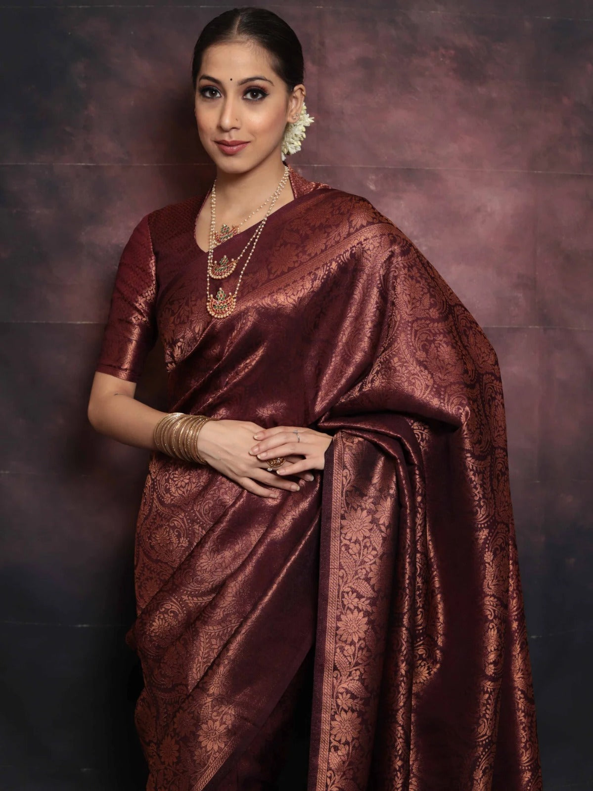 Surreptitious Maroon Soft Silk Saree With Palimpsest Blouse Piece