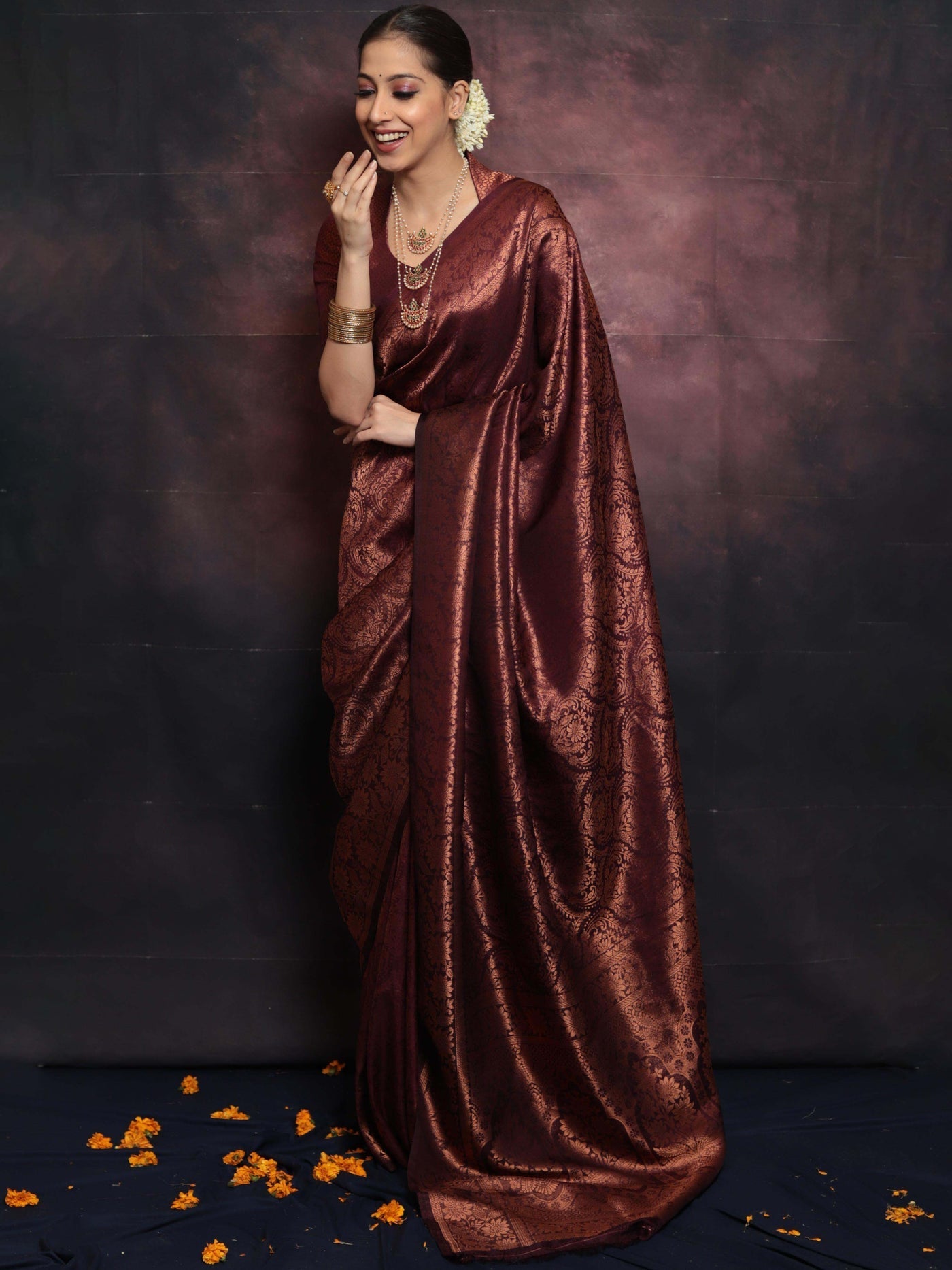 Surreptitious Maroon Soft Silk Saree With Palimpsest Blouse Piece