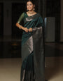 Confounding Dark Green Soft Silk Saree With Enchanting Blouse Piece