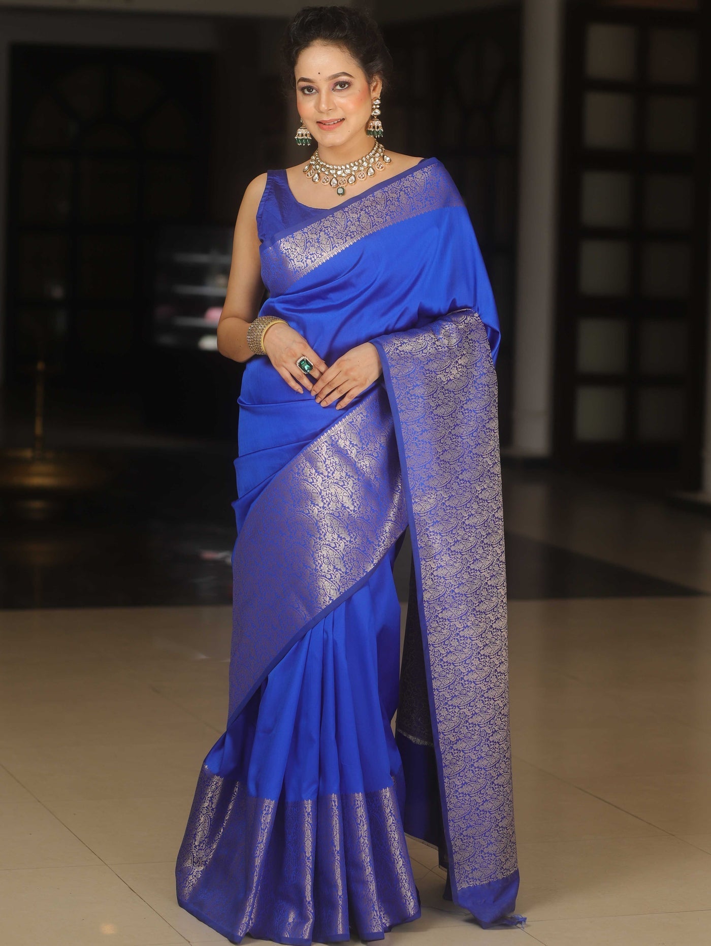 Incomparable Royal Blue Soft Silk Saree With Scintillating Blouse Piece