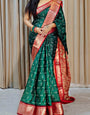 Glamorous Dark Green Digital Printed Dola Silk Saree With Zephyr Blouse Piece