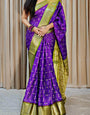 Verdant Purple Printed Dola Silk Saree With Cynosure Blouse Piece