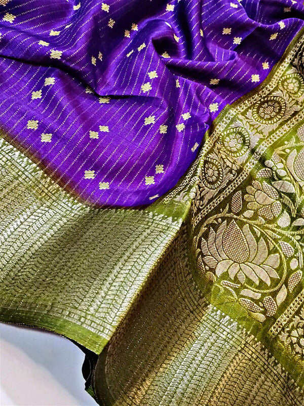 Verdant Purple Printed Dola Silk Saree With Cynosure Blouse Piece