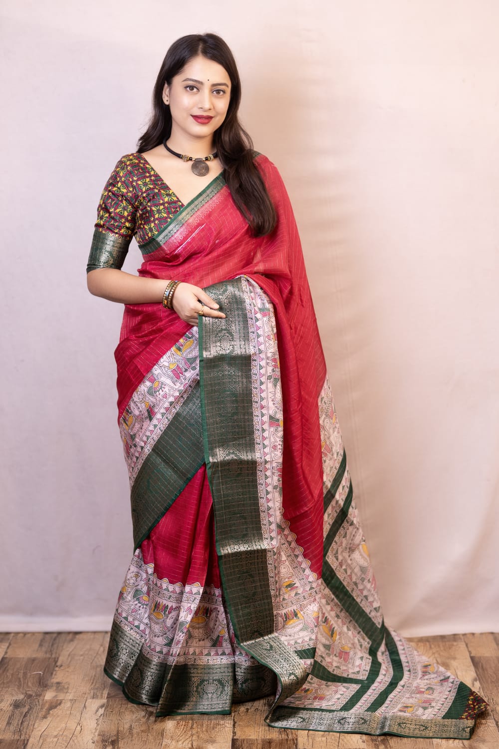 Chatoyant Dark Pink Digital Printed Dola Silk Saree With Ailurophile Blouse Piece