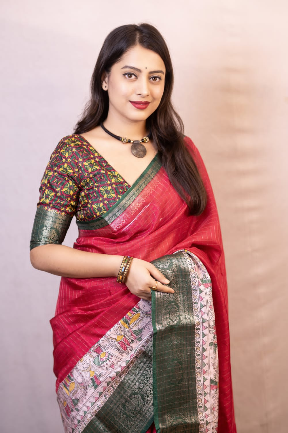 Chatoyant Dark Pink Digital Printed Dola Silk Saree With Ailurophile Blouse Piece