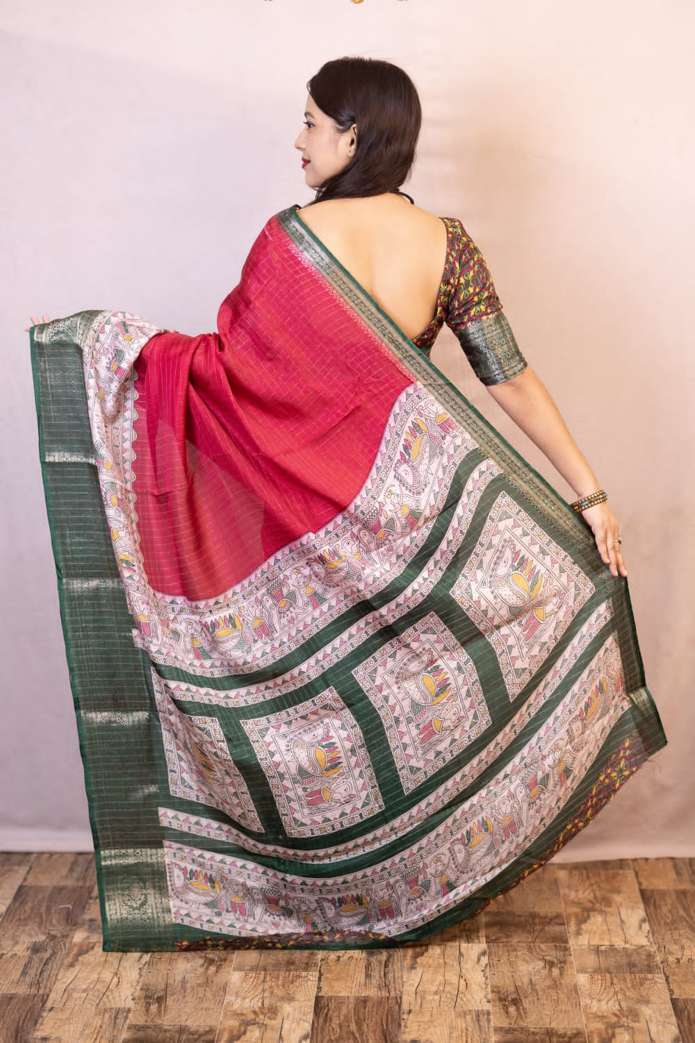 Chatoyant Dark Pink Digital Printed Dola Silk Saree With Ailurophile Blouse Piece