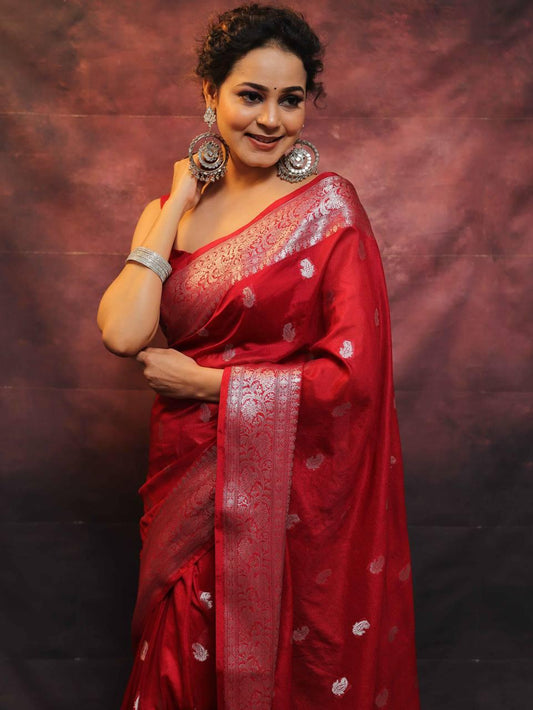 Radiant Red Soft Silk Saree With Resonant Blouse Piece