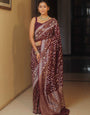 Glittering Wine Soft Silk Saree With Resplendent Blouse Piece