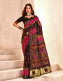 Enamoring Black Nylon Dola Pashmina Saree With Captivating Blouse Piece