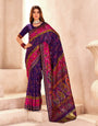 Imbrication Blue Nylon Dola Pashmina Saree With Exquisite Blouse Piece