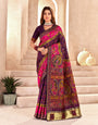 Snazzy Purple Nylon Dola Pashmina Saree With Resplendent Blouse Piece