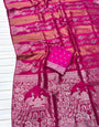 Smashing Dark Pink Soft Banarasi Tissue Silk Saree With Luminous Blouse Piece