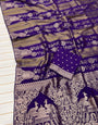 Luxuriant Purple Soft Banarasi Tissue Silk Saree With Epiphany Blouse Piece