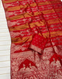 Whimsical Red Soft Banarasi Tissue Silk Saree With Admirable Blouse Piece