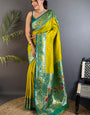 Delectable Mustard Paithani Silk Saree With Improbable Blouse Piece