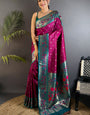Efflorescence Purple Paithani Silk Saree With Classic Blouse Piece