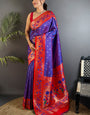 Exuberant Royal Purple Paithani Silk Saree With Ethnic Blouse Piece