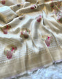 Denouement Beige Soft Banarasi Silk Saree With Sumptuous Blouse Piece